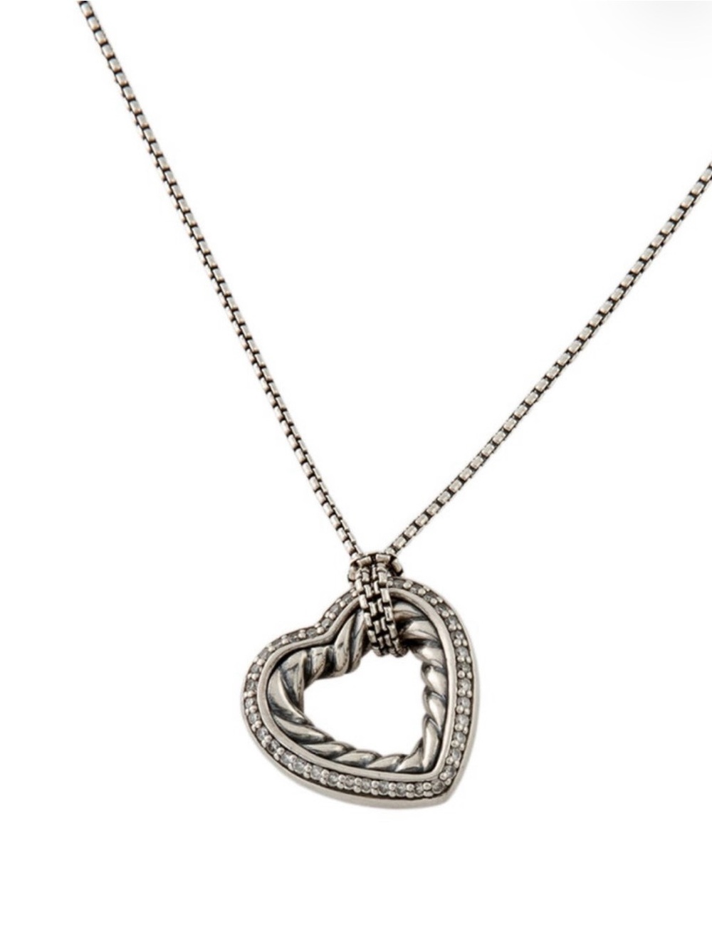 David Yurman classic cable diamond heart necklace